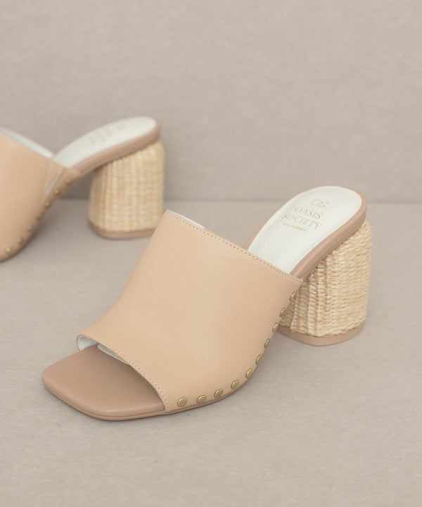 Studded Raffia Slide Heel - CrownofCouture