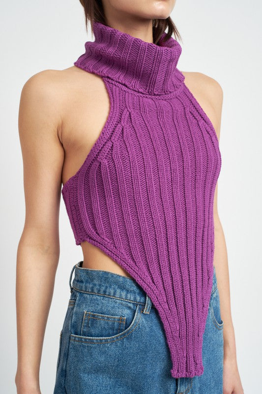 KNIT TURTLE NECK TOP - CrownofCouture