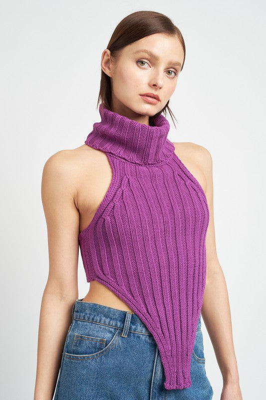 KNIT TURTLE NECK TOP - CrownofCouture