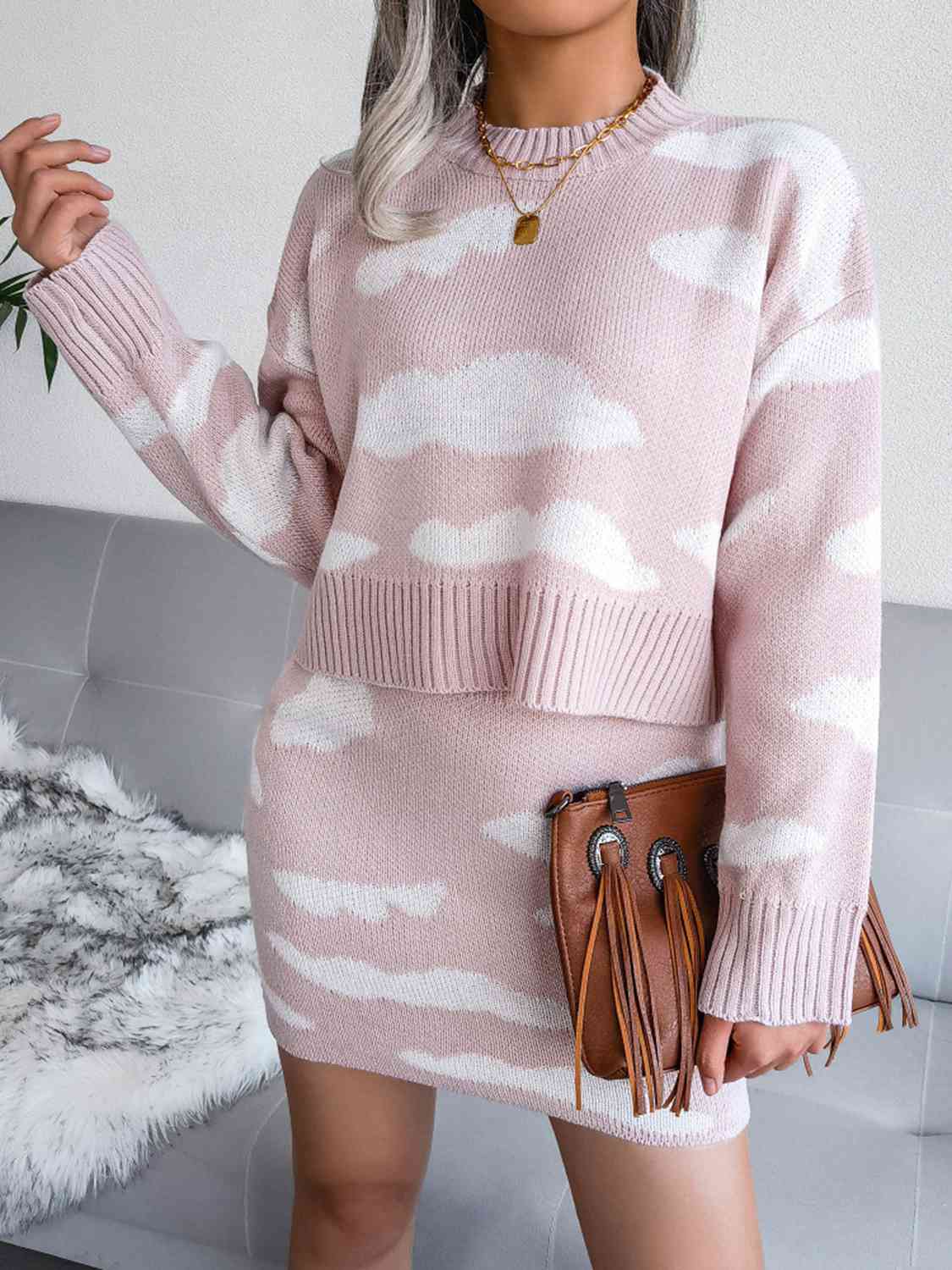 Cloud 9 Sweater and Knit Skirt Set - CrownofCouture