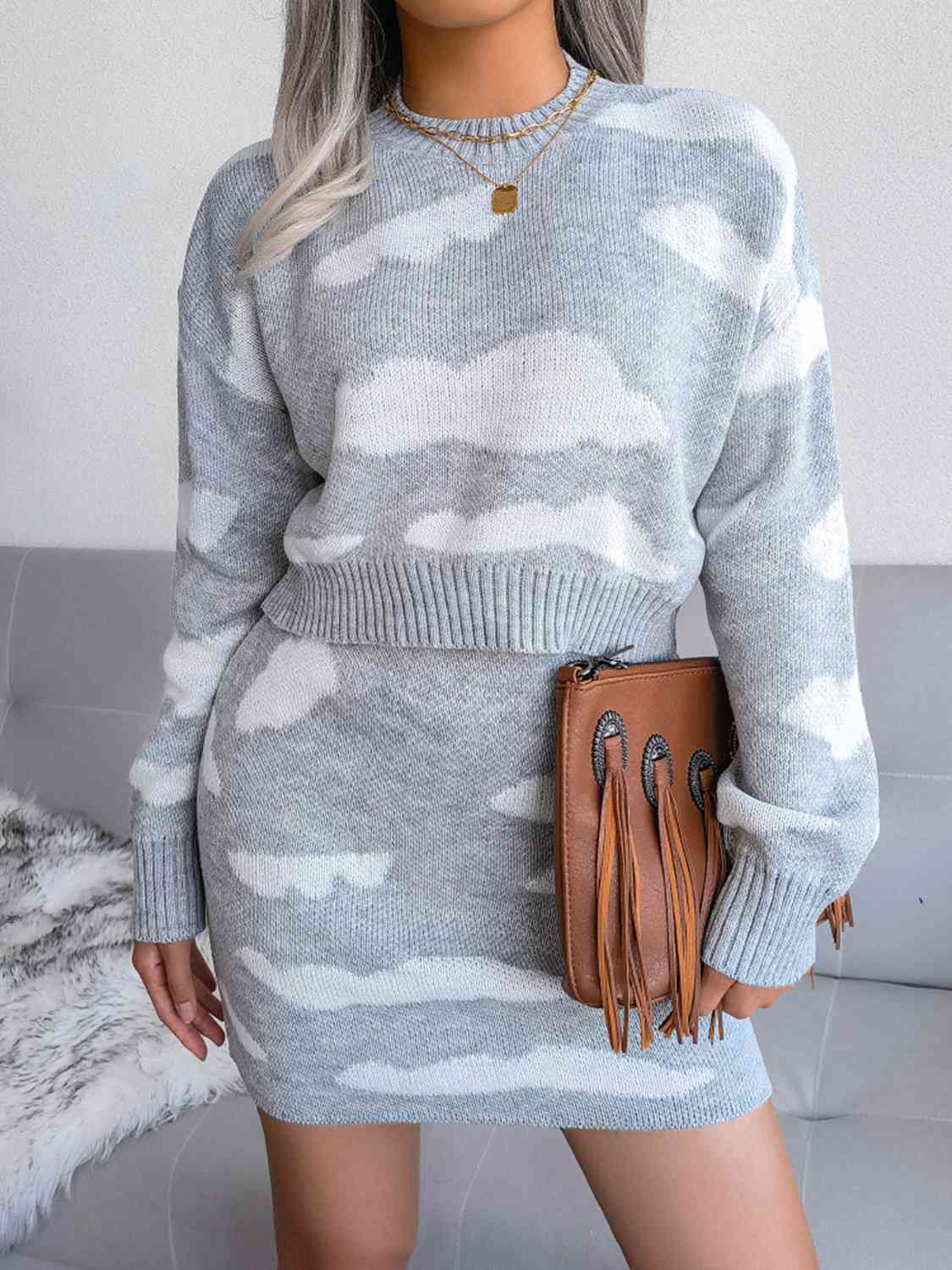 Cloud 9 Sweater and Knit Skirt Set - CrownofCouture