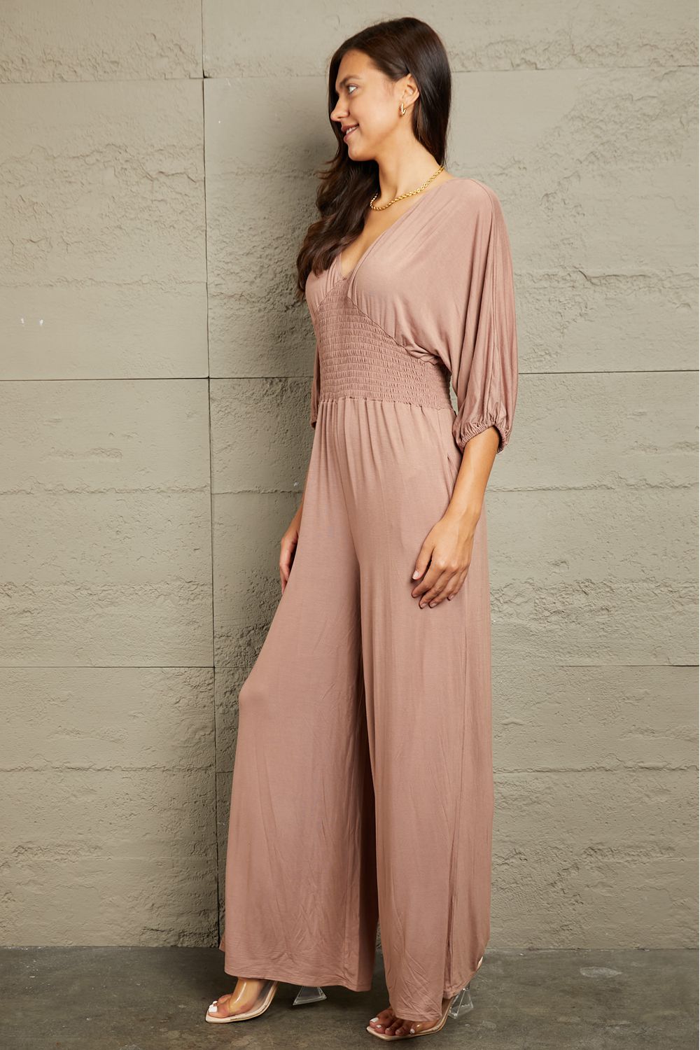 Culture  Smocking Waist Jumpsuit - CrownofCouture