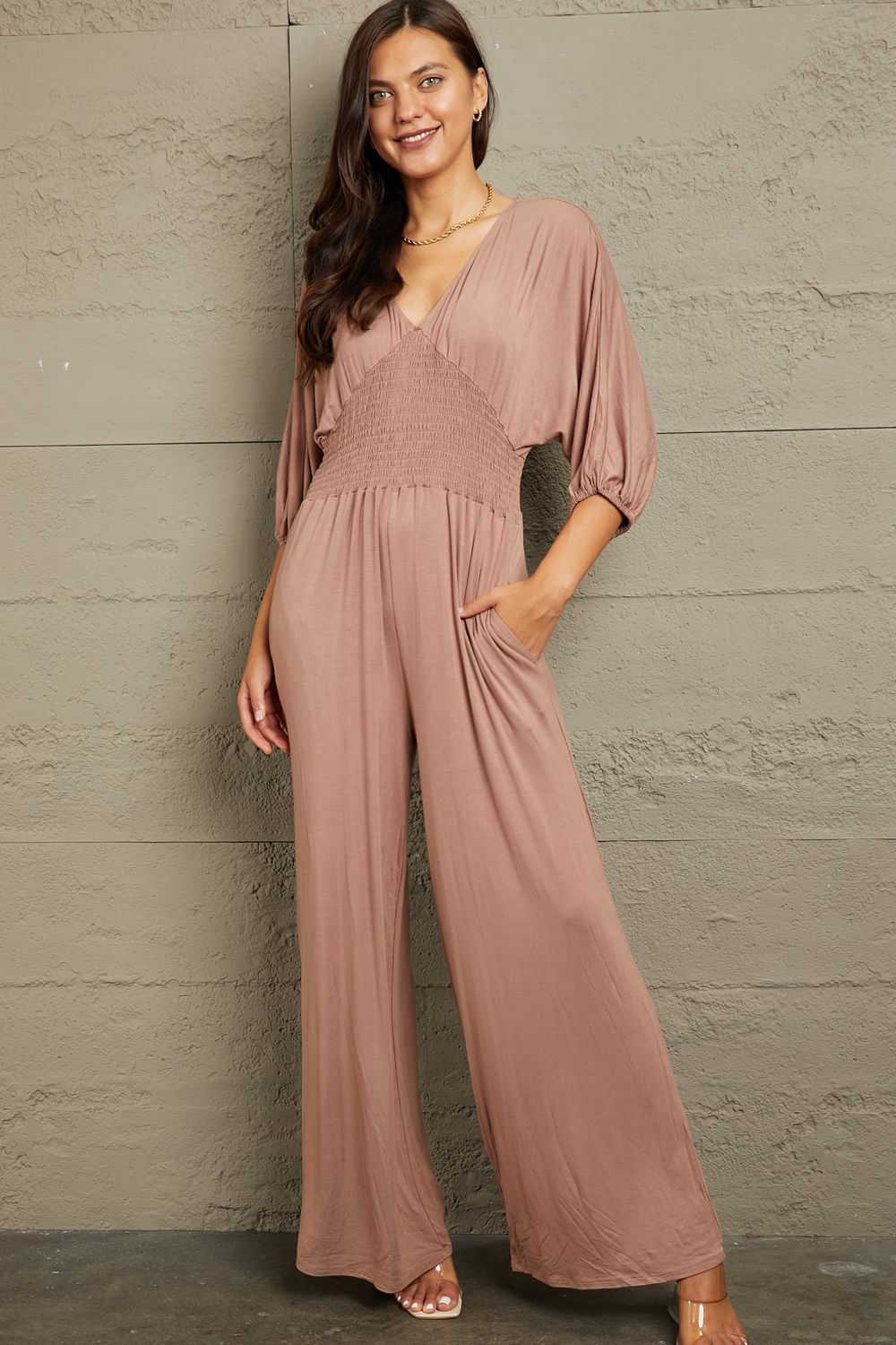 Culture  Smocking Waist Jumpsuit - CrownofCouture